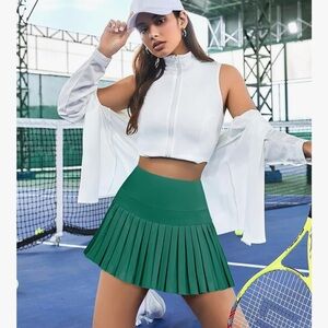 Tennis Green Pleated Mini Skirt